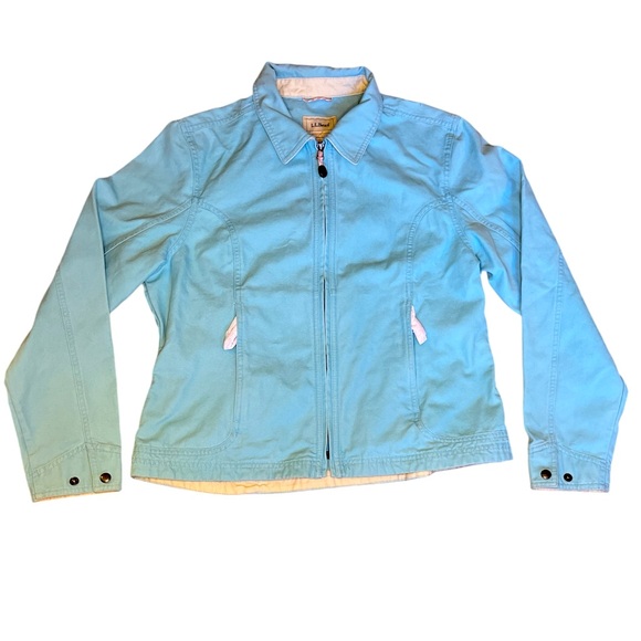 L.L. Bean Quarry jacket canvas zip front blue L NWT - Picture 1 of 12